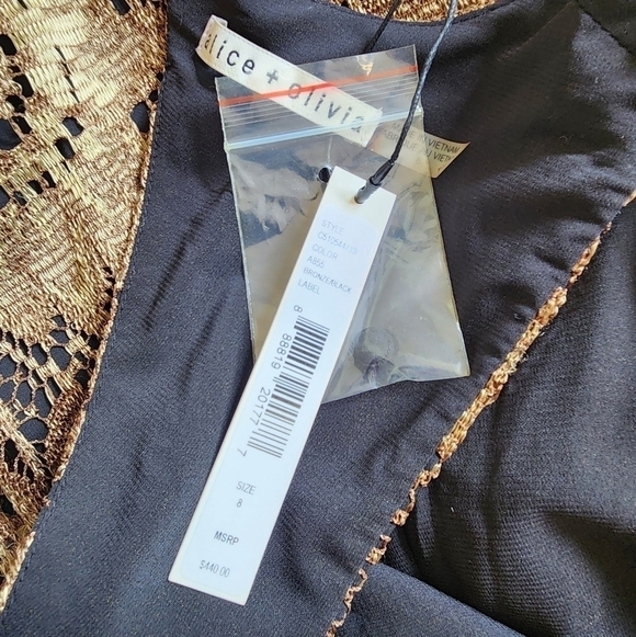 Alice & Olivia Roxie Bronze Black Lace Diamond Back Cut out Gown Event Dress - Picture 14 of 16